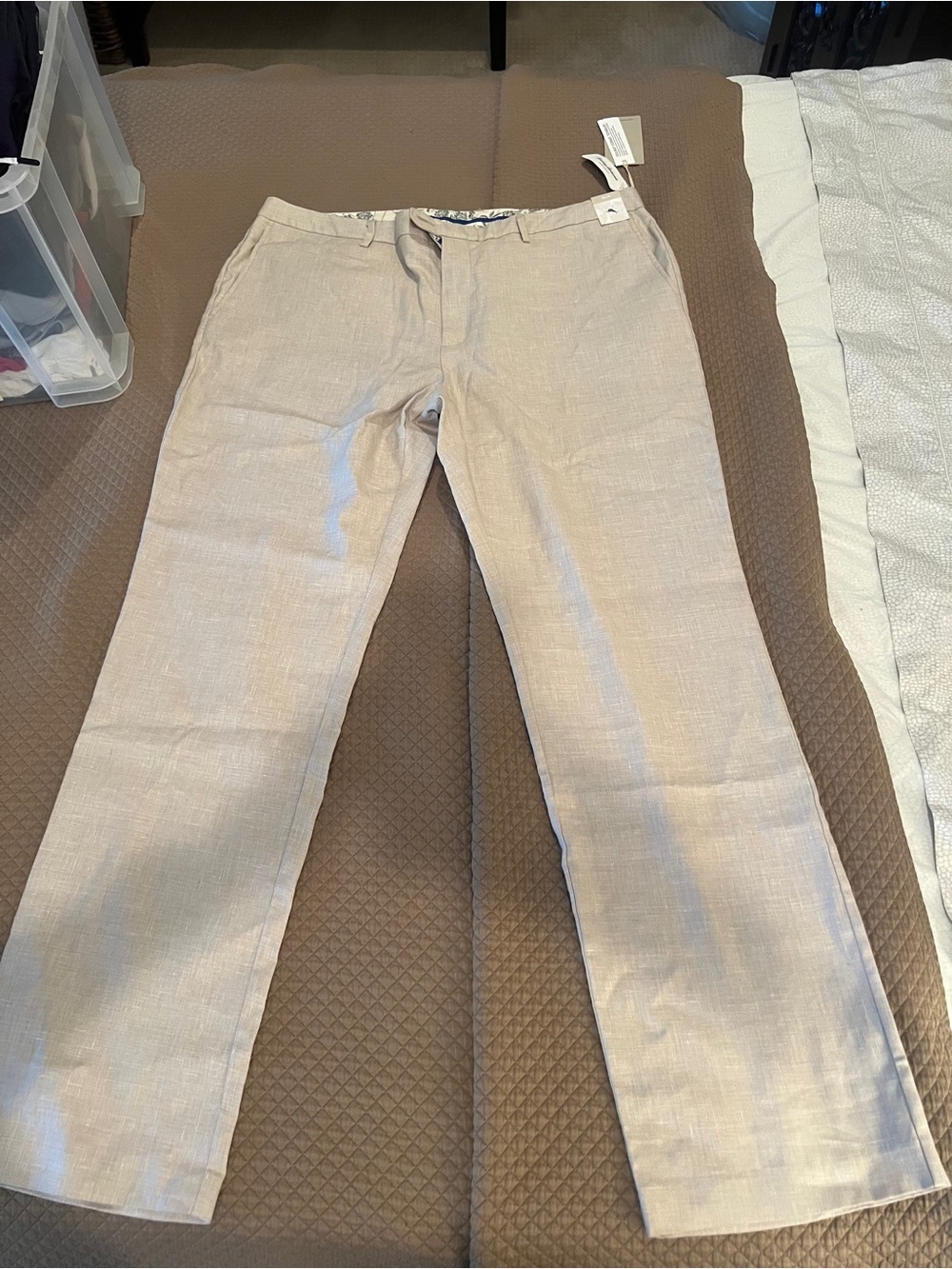 Tommy Bahama Beige Linen-Blend Chinos